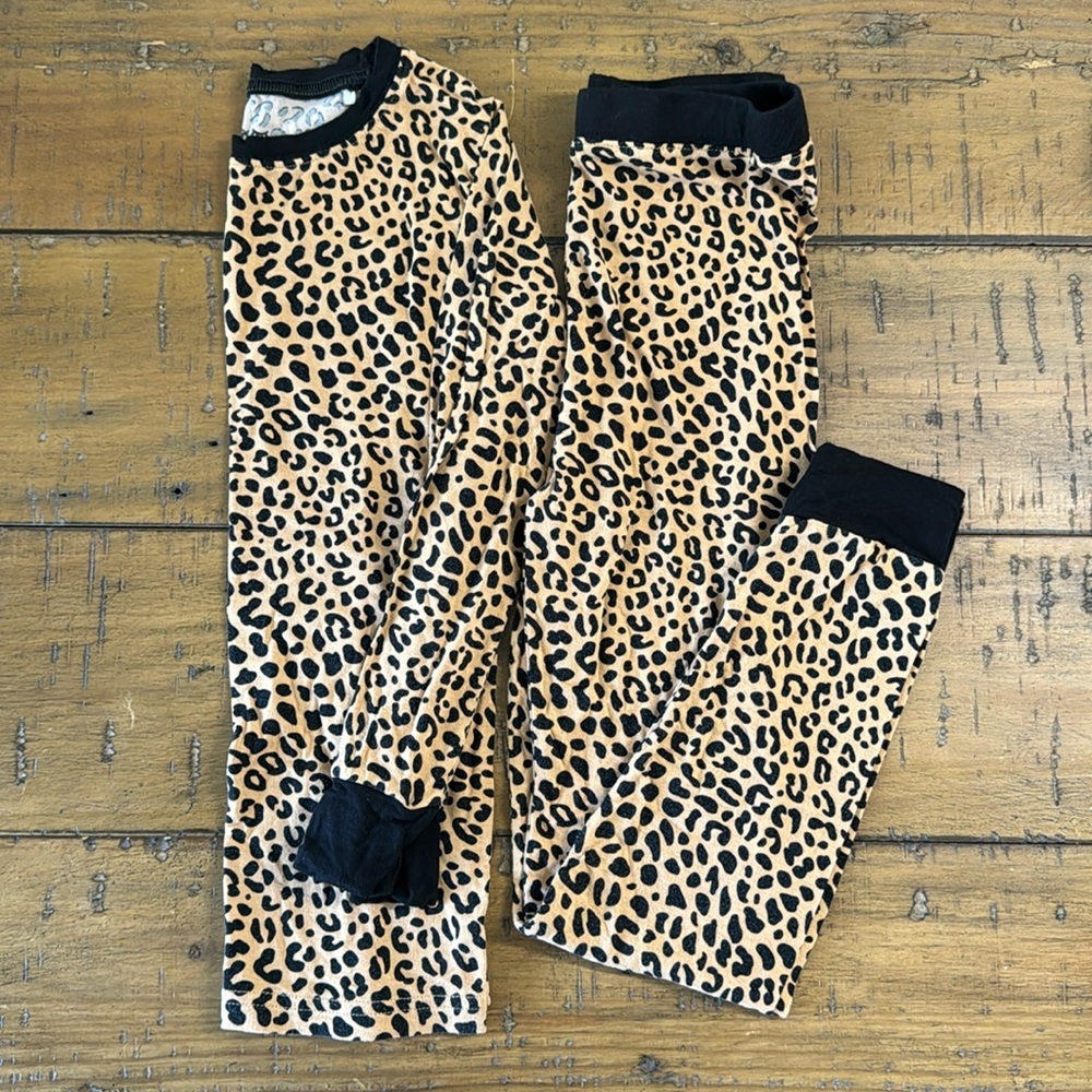 Little Sleepies: Classic Leopard. Size 7/8 Long Sleeve. Two Piece Pants Set.